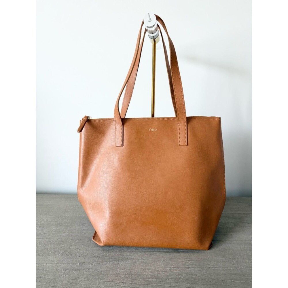 Mark & Graham Monogram OBM Tan Leather Tote - Everyday Shoulder Bag
